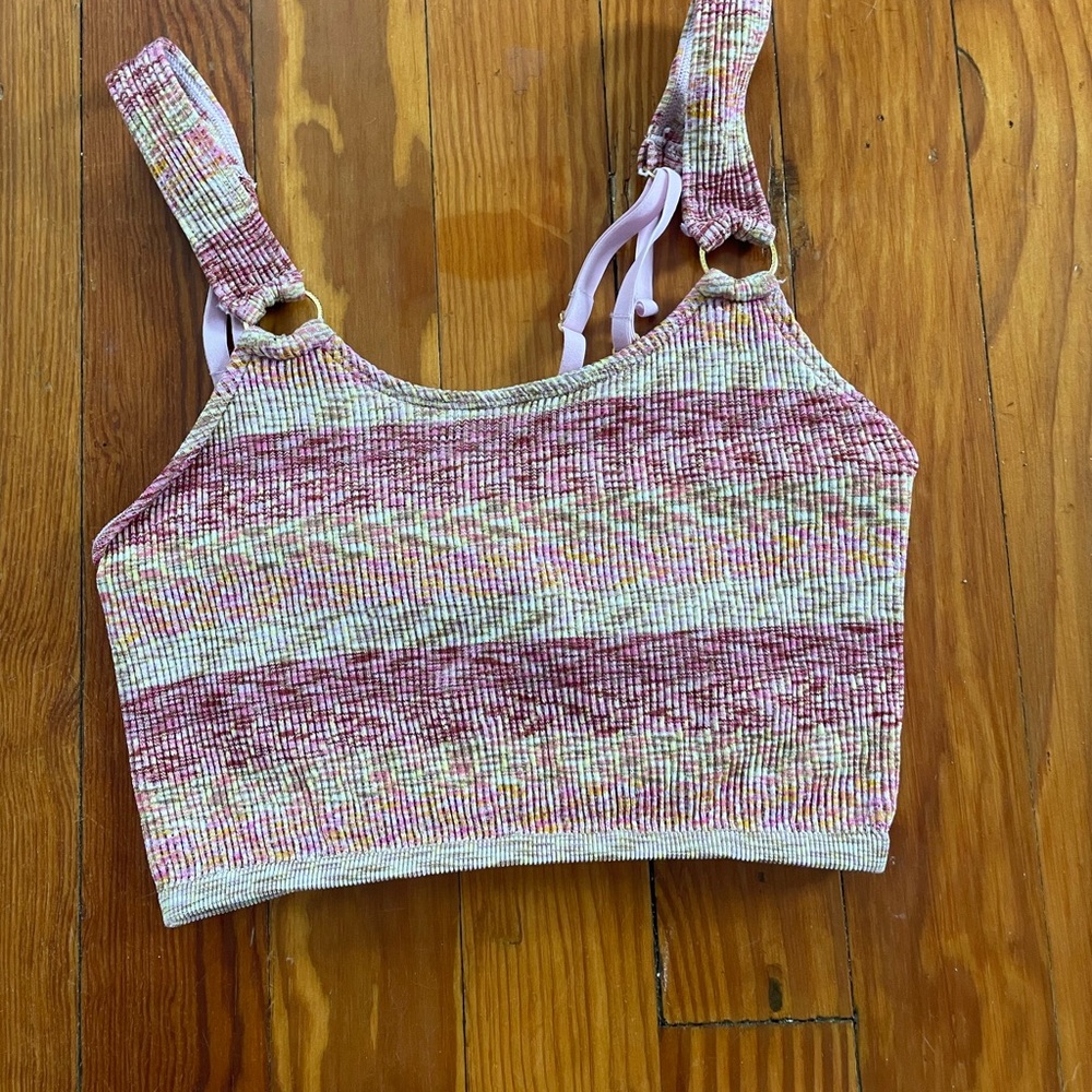 Aerie Pink Ribbed Sleeveless Crop Tank Top